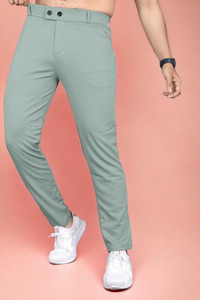 GIBBONTE Slim Fit Men Light Green Trousers