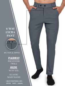 We Perfect Slim Fit Men Grey Trousers