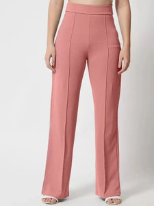 TYKUN Regular Fit Women Pink Trousers