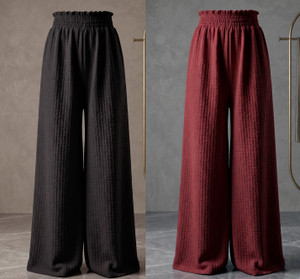 Safaa Regular Fit Women Black, Maroon Trousers