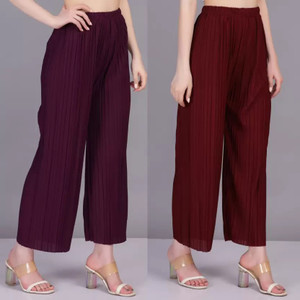 IRHA Regular Fit Women Purple, Maroon Trousers