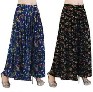 Zariya Enterprises Flared Women Black, Dark Blue Trousers