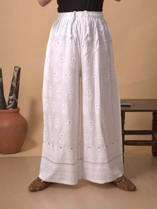 Lyra Flared Women White Trousers