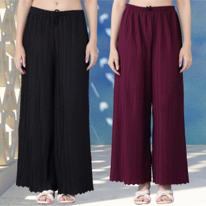 KWSH Regular Fit Women Black, Purple Trousers