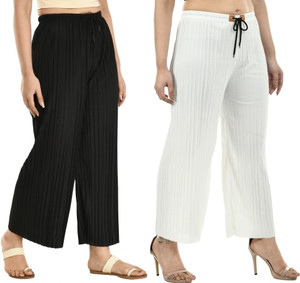 Fabrictown Relaxed Women Black, White Trousers