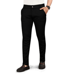 JAY VACHHRAJ Slim Fit Men Black Trousers