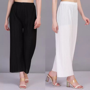 IRHA Regular Fit Women Black, White Trousers