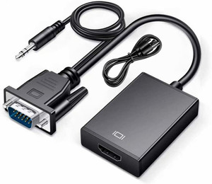 Mak World  TV-out Cable VGA Male to HDMI Female Converter Adaptor with 3.5MM Audio Jack Full HD 1080P