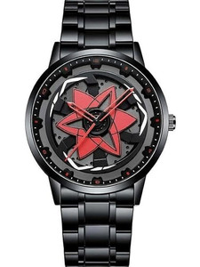 TimePiece Star Spinner Car wheel | Spinning | Roatating | Gyro | Red Analog Watch  - For Men