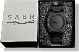 SABR Luxury Men Crystal Diamond Plated Watch Stainless Steel Luxury Matte Black Aura Wrist Watch Arabic Dial Watch With Premium Watch Box Analog Watch  - For Men