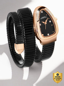 French Connection The Mystic Curve The Mystic Curve Women's Black Watch | Rhinestones Black Sunray Dial Analog Watch  - For Women