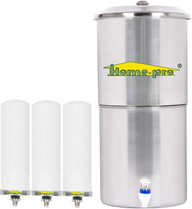 Home-pro Stainless Steel Water Filter | Non Electric | Long Ceramic Candle 3 | 24 L Gravity Based Water Purifier