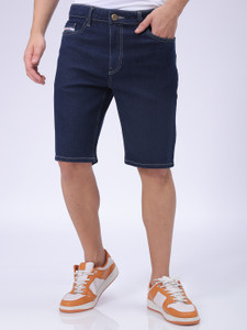 The Indian Garage Co. Solid Men Blue Denim Shorts
