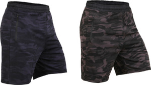 NINQ Military Camouflage Men Dark Blue, Grey Sports Shorts