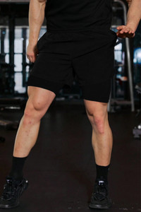 CULISH Self Design Men Black Compression Shorts, Gym Shorts, Running Shorts, Sports Shorts
