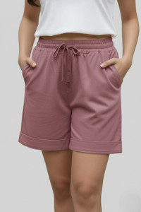 Moirai Solid Women Pink Casual Shorts