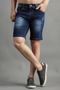 ZAYSH Solid Men Denim Dark Blue Denim Shorts