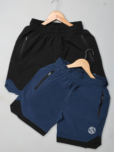 SmallTry Solid Men Multicolor Sports Shorts, Gym Shorts