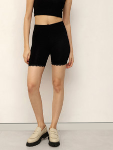 Espresso Solid Women Black Basic Shorts