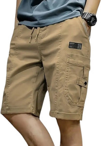 WinsKart Solid Men Khaki Cargo Shorts