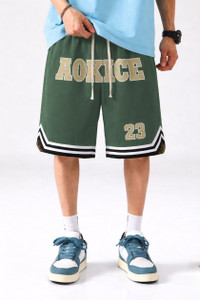 LOTHRIC Striped Men Green Casual Shorts
