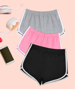 DASK Color Block Women Grey, Black, Pink Dolphin Shorts
