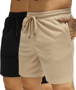 METRONAUT Self Design Men Black, Beige Beach Shorts, Regular Shorts
