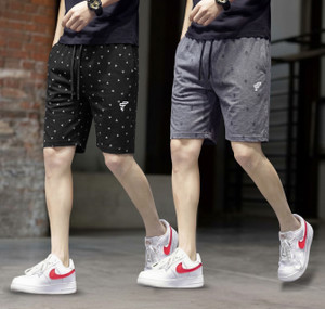 FEEL TRACK Printed Men Black, Grey Regular Shorts