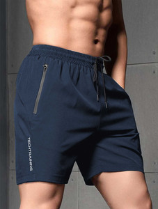 LOTHRIC Self Design Men Blue Gym Shorts