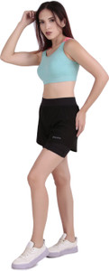 itsme Solid Women Black Sports Shorts, Gym Shorts, Cycling Shorts, Running Shorts, Compression Shorts