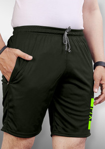 FTX Solid Men Black Sports Shorts