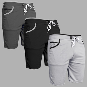 WeReKo Solid Men Grey, Black, Silver Casual Shorts