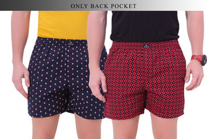 String Printed Men Dark Blue, Maroon Boxer Shorts