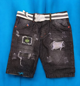 Joshua jenny Self Design Men Denim Black Denim Shorts