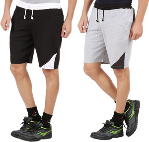 Trendolo Color Block Men Grey, Black Regular Shorts