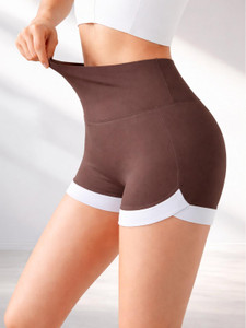 KeepCart Solid Women Brown Sports Shorts