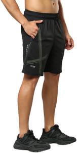 BLACK PANTHER Solid Men Black Sports Shorts