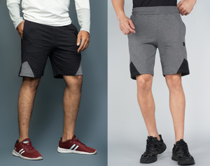 CornerKick Color Block Men Black Night Shorts