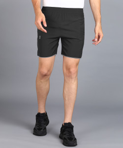 Lemona Solid Men Grey Sports Shorts