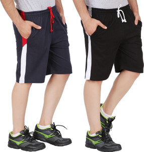 Trendolo Color Block Men Black, Dark Blue Basic Shorts