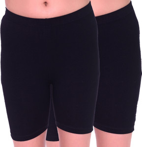 GLOWBODY Self Design Women Reversible Black Cycling Shorts