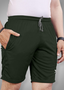 FTX Solid Men Green Sports Shorts