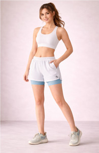 HOUSE OF FUSION Printed Women White, Blue Sports Shorts