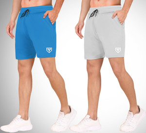 Yazole Solid Men Light Blue, Grey Sports Shorts