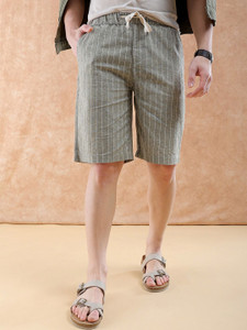 The Indian Garage Co. Striped Men Green Casual Shorts
