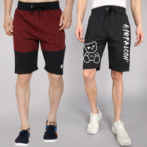 GYRFALCON Printed Men Dark Grey, Maroon Casual Shorts