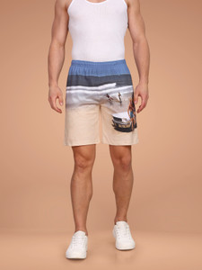 BULLMER Printed Men Beige Basic Shorts