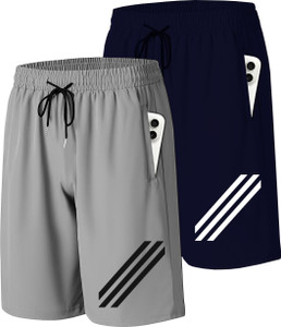 AVOLT Solid Men Black, Grey Sports Shorts