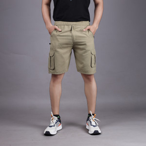 AKSHT ENTERPRISE Solid Men Beige Cargo Shorts