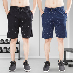 WILD CAMO Printed Men Blue, Black Regular Shorts